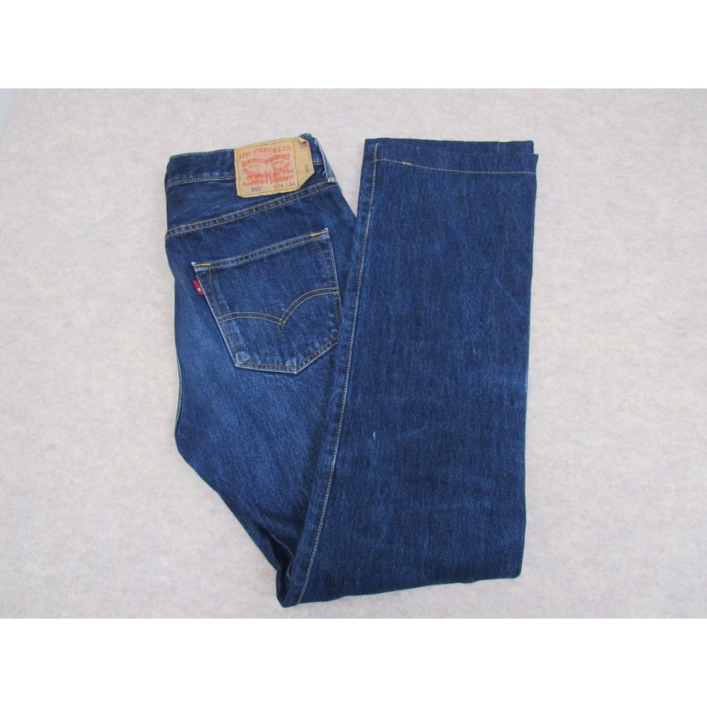 Levis 501 Original Fit Mens Dark Wash Straight Leg Button Fly Jeans 34x34